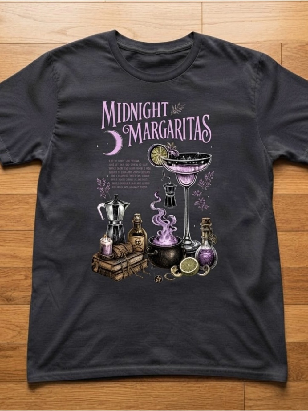 Midnight Margaritas Witchy Cocktail T-Shirt| Mystical Purple Vibes